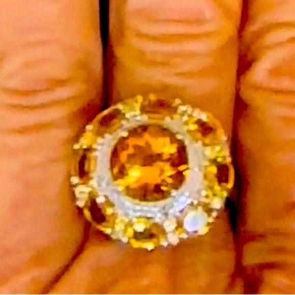 Ring w/authentic Rare Spessartite Garnet Gems 925 Sterling Silver sz 7 - Picture 1 of 10